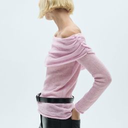 MANGO Women Off-Shoulder Ruched Pullover-image-33