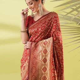 KALINI Maroon Silk Blend Woven Design Sarees-image-126