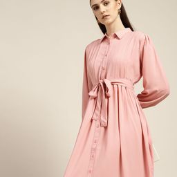 her by invictus Pink Solid Shirt Midi Dress-picture-16