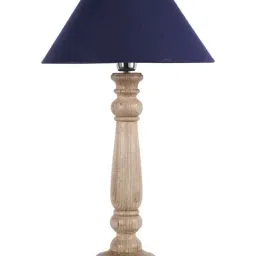 Homesake Natural Mabel Rustic Table Lamp with Blue Shade (Bulb Included) - Set of 1 image 3