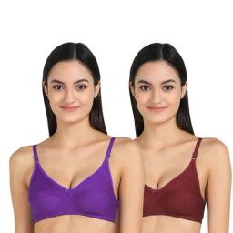 AROUSY Purple & Maroon Cotton T-Shirt Bra - Pack Of 2-image-9