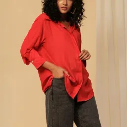 Urban Sundari Red Cotton Casual Fit Shirt-picture-20