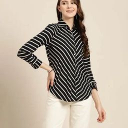 Qurvii Black Striped Shirt-image-42