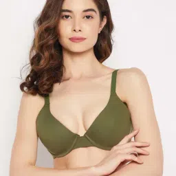 Clovia Green Cotton Plunge Bra-picture-31