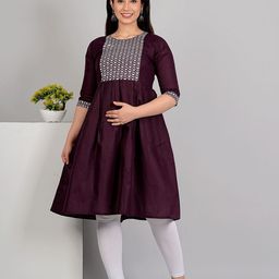 RIAANA Women Ethnic Motifs Embroidered Thread Work Maternity Anarkali Kurta-picture-51