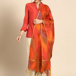 Shaily Red & Orange Printed Dupatta-picture-12
