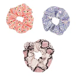 Aditi Wasan Multicolor Printed Scrunchies - Set of 3 image 1