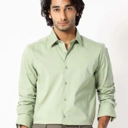 Rare Rabbit Green Regular Fit Solid Shirt-image-28