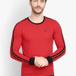 LE BOURGEOIS Men Red Solid Round Neck T-shirt-image-57