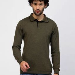 Kalt Men Full Sleeves Polo Collar Cotton T-Shirt-image-47