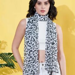 Anvi Be Yourself White Regular Fit Printed Scarf-image-95