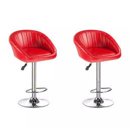 Da URBAN Mini Height Adjustable Bar Stool Chair (Red) (Set of 2)-3