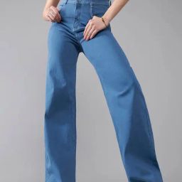 DOLCE CRUDO Blue Flared Fit High Rise Stretchable Jeans-picture-5
