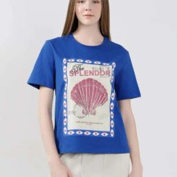 Vero Moda Blue Cotton Regular Fit Printed T-Shirt-picture-32