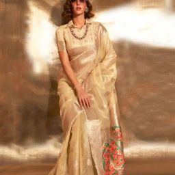 Odette Beige Woven Design Saree-picture-46