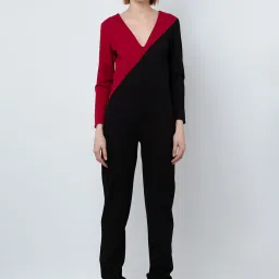DODO & MOA Black & Red Color-Block Jumpsuit image 1