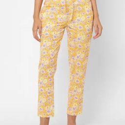 Urban Scottish Yellow Floral Print Lounge Pants-image-85
