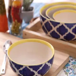 VarEesha Blue Ceramic Serving Bowls (1000 ml, 750 ml, 500 ml, 300 ml) - Set of 4-35