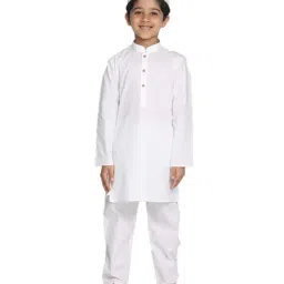 VASTRAMAY Kids White Kurta Set-image-2