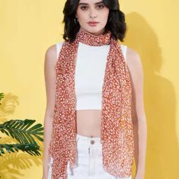 Anvi Be Yourself Orange Regular Fit Printed Scarf-image-66