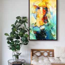 999Store Multicolor Canvas Woman Modern Art With Abstract Effect Canvas Painting-13