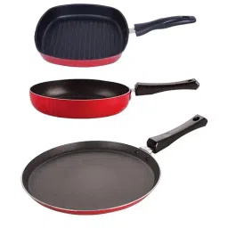 Nirlon Red Aluminium Non-Stick Cookware Set of 3-image-51