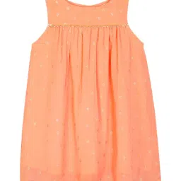 Budding Bees Kids Orange Printed Dress-image-86