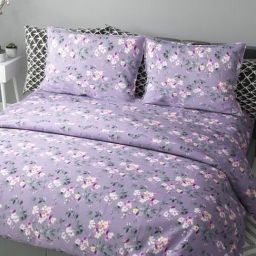 Haus & Kinder Chic Floral Art Printed Violet 186 TC Cotton Bed Sheet with 2 Pillow Covers-image-39