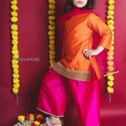 Foreverkidz Kids Orange & Pink Full Sleeves Kurta Set-image-93