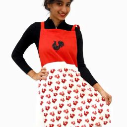Ariana Red & White Cotton Kitchen Apron-image-14