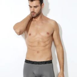 Van Heusen Regular Fit 4 Way Stretch 3D Logo Waistband Solid Tactel Trunks - Quite Shade-image-92