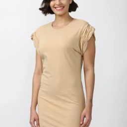Forever 21 Beige Cotton Bodycon Dress-image-7