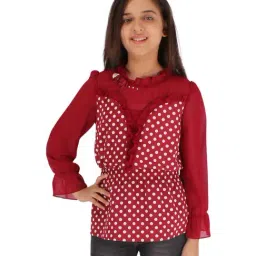 Cutecumber Kids Maroon & White Printed Full Sleeves Top-image-40