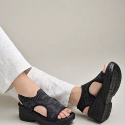 Shoetopia Women's Black Ankle Strap Wedges-image-68