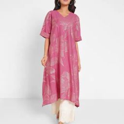Rangmanch By Pantaloons Dusty Rose Relaxed Fit Floral Print Kurta-image-52