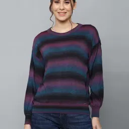 Allen Solly Multicolored Cotton Striped Sweater-image-34