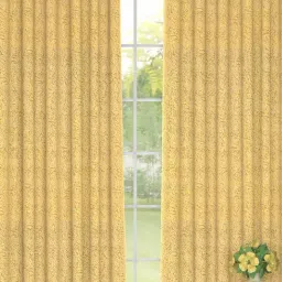 GM Printed Beige Polyester 7 ft Eyelet Ring Top Darkening Door Curtain - Set of 1 PC-12