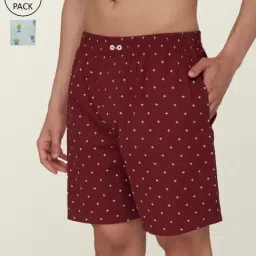 XYXX Sky Blue & Maroon Cotton Relaxed Fit Printed Boxers - Pack Of 2-image-71