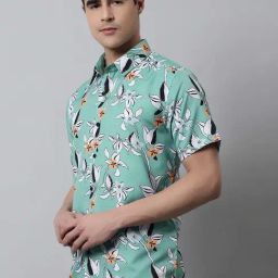 Jainish Green Cotton Regular Fit Floral Print Shirts-image-91