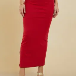 Soch Maroon Cotton Plain Saree Shapewear-image-12