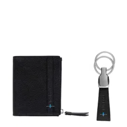 Mai Soli Black & Blue Leather Wallet & Key Ring Gift Set-46