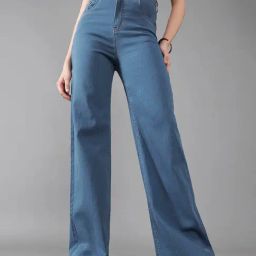 DOLCE CRUDO Blue Flared Fit High Rise Stretchable Jeans-picture-22