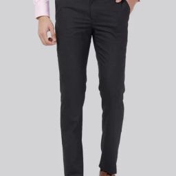 Raymond Black Slim Fit Checks Trousers-image-26
