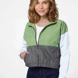 Only Green & Grey Color-Block Jacket image 1