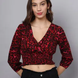 Eavan Red & Black Animal Print Crop Top-picture-7