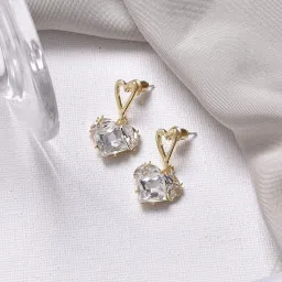 Joker & Witch Golden & White The Party Edit Double Trouble Heart Drop Earrings image 1