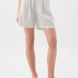 GAP Off White Relaxed Fit Striped Shorts-image-42