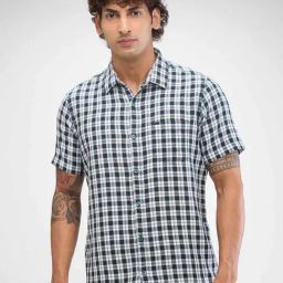 Spykar Green Slim Fit Checks Shirt-picture-1