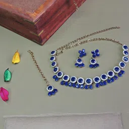 VATSALYA creation Gold-Plated Artificial Stone Studded Jewellery Set-image-33