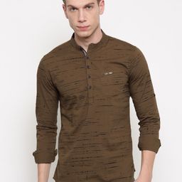 The Indian Garage Co Men Brown Printed Straight Kurta-image-82